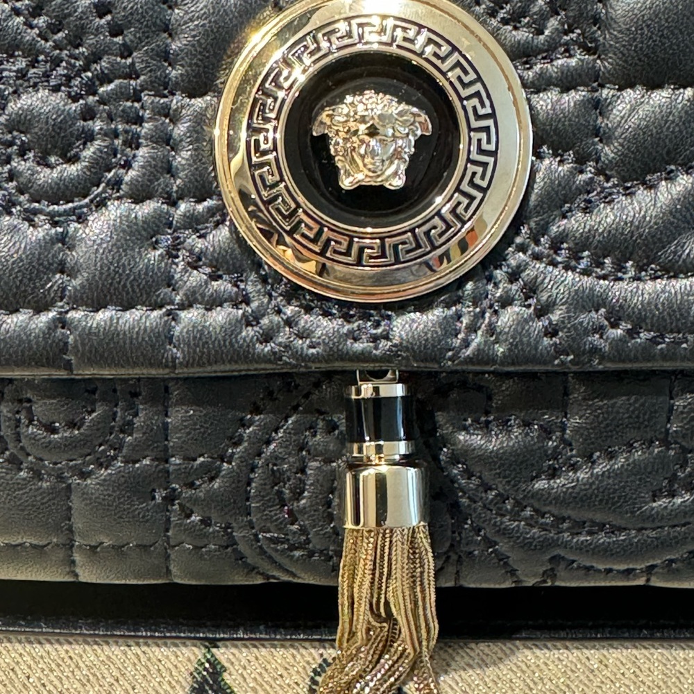 Versace Black Quilted Leather Medusa Tassel Clutch - Picture 6 of 7